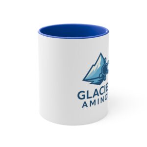 Glacier Aminos Logo Accent Mug — 11oz Blue Interior & Handle